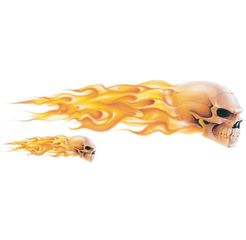 Lethal Threat Αυτοκόλλητα εξωτερικής χρήσης 2 τεμάχια Flaming Skull Stickers 4.022" x 11.167" | LT10420