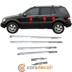 Mercedes ML Class W163 Νίκελ Λωρίδες Παράθυρων