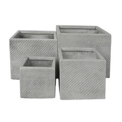 ΣΕΤ 4ΤΜΧ ΓΛΑΣΤΡΕΣ ΤΕΤΡΑΓΩΝΕΣ GARDENER HM4730 FIBERCLAY ΓΚΡΙ CEMENT 37x37x32Υεκ.