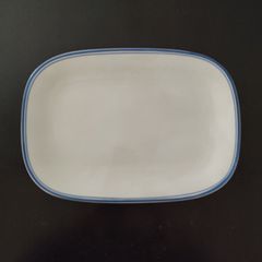 Πιατέλα σερβιρίσματος Ιωνία πορσελάνης μπλε ρίγα 31x22