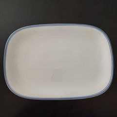 Πιατέλα σερβιρίσματος Ιωνία πορσελάνης μπλε ρίγα 39,5 x 27,5