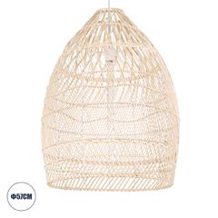 BOHO Κρεμαστό Φωτιστικό MALIBU Μονόφωτο 1 x E27 Μπεζ Μπαμπού Καμπάνα Φ57 x Υ75cm
