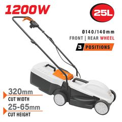 NAKAYAMA EM3221 Χλοοκοπτική Ηλεκτρική 1200W,Κοπή 32cm,Κάδος 25L,Ρύθμιση 3 Θέσεων (25-65mm)