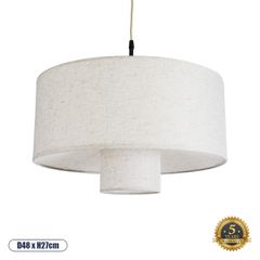Boho Κρεμαστό Φωτιστικό MARIGOLD Μονόφωτο 1 x E27 AC220-240V IP20 - Φ48 x Υ27cm - Λευκό Ύφασμα Καμπάνα