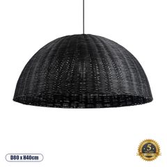 Boho Κρεμαστό Φωτιστικό MONTANA Μονόφωτο 1 x E27 AC220-240V IP20 - Φ80 x Υ40cm - Μαύρο Μπαμπού Πλέγμα Καμπάνα