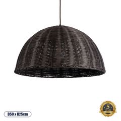 Boho Κρεμαστό Φωτιστικό MONTANA Μονόφωτο 1 x E27 AC220-240V IP20 - Φ50 x Υ25cm - Σκούρο Καφέ Μπαμπού Πλέγμα Καμπάνα