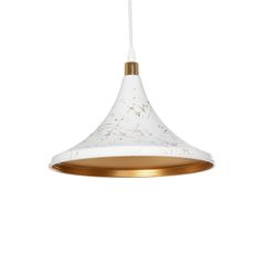 Μοντέρνο Κρεμαστό Φωτιστικό Καμπάνα MARBLE Μονόφωτο 1 x E27 IP20 Λεύκο & Χρυσό Πλαστικό - Μ30 x Π30 x Υ20cm