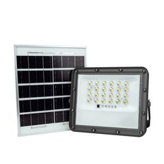 Προβολέας LED SMD ηλιακός αλουμινίου 50W 3CCT IP66 μαύρος με μπαταρία και τηλεχειριστήριο PLUS