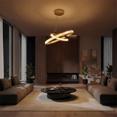 Κρεμαστό Φωτιστικό Οροφής LED 75W 7500lm 360° AC 220-240V IP20 Ρυθμιζόμενο Λευκό CCT με Χειριστήριο από 2700K έως 6000K Dimmable - Lumileds SMD Chip - Χρυσό Πλατίνα - Μ60 x Π60 x Υ40cm - 3 Χρόνια Εγγύ