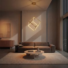 Κρεμαστό Φωτιστικό Οροφής LED 36W 3600lm 360° AC 220-240V IP20 Ρυθμιζόμενο Λευκό CCT με Χειριστήριο από 2700K έως 6000K Dimmable - Lumileds SMD Chip - Χρυσό Πλατίνα - Μ40 x Π40 x Υ40cm - 3 Χρόνια Εγγύ