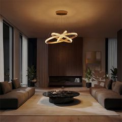 kelvo® DIAMOND KLV-101-0238-V2 Κρεμαστό Φωτιστικό Οροφής LED 100W 10000lm 180° AC 220-240V IP20 Ρυθμιζόμενο Λευκό CCT με Χειριστήριο από 2700K έως 6000K Dimmable - Lumileds SMD Chip - Χρυσό Πλατίνα -