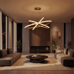kelvo® DIAMOND KLV-101-0242-V2 Κρεμαστό Φωτιστικό Οροφής LED 150W 15000lm 180° AC 220-240V IP20 Ρυθμιζόμενο Λευκό CCT με Χειριστήριο από 2700K έως 6000K Dimmable - Lumileds SMD Chip - Χρυσό Πλατίνα -