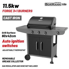 BORMANN Elite BBQ6031 Ψησταριά Υγραερίου FORGE 3+1 Εστιών με Μαντεμένια Σχάρα