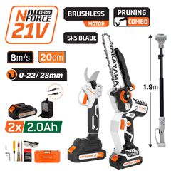 NAKAYAMA Pro EC1221X44T3C Σετ Αλυσοπρίονο,Ψαλίδι Κλάδου και Προέκταση 1,2-1.9m, Βαλίτσα
