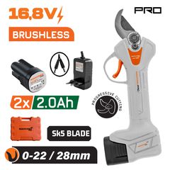 NAKAYAMA PRO EC1428 Ψαλίδι Κλάδου Brushless Μπαταρίας 16.8V,0-22/28mm,1kg,2x2Ah Li-Ion