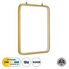 Κρεμαστό Φωτιστικό NEROBA Linear Design LED CCT 18W 1980lm 360° AC 220-240V - Εναλλαγή Φωτισμού μέσω Διακόπτη On/Off All In One Μ29 x Π2 x Υ36cm - Χρυσό Βούρτσας