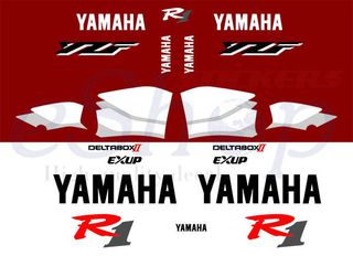 Αυτοκόλλητα σετ για YAMAHA YZF R1 1999 2000 Λευκή Κόκκινη έκδοση