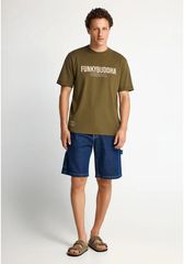 Funky Buddha Ανδρικό relaxed t-shirt με τύπωμα από βαμβάκι FBM013-032-04-thumb-1