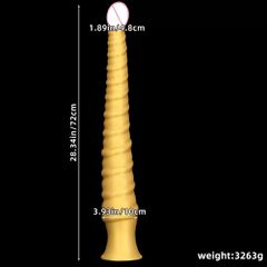 Golden Silicone Extended Bead Anal Plug Elastic and Soft