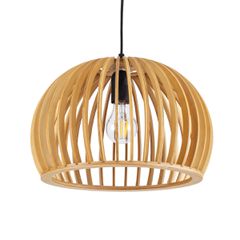 Boho Κρεμαστό Φωτιστικό SCANDINAVIA Μονόφωτο 1 x E27 Μπεζ Ξύλινο Πλέγμα Φ33 x Υ20cm