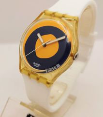 Σπάνιο 2003 Swatch Gent Kymata GE148 ρολόι με λευκό λουράκι Α9536 ΤΙΜΗ 95 ΕΥΡΩ