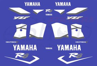 Αυτοκόλλητα σετ για YAMAHA YZF R6 2001 Μπλε έκδοση