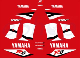 Αυτοκόλλητα σετ για YAMAHA YZF R6 2002 Κόκκινη έκδοση