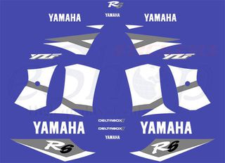 Αυτοκόλλητα σετ για YAMAHA YZF R6 2002 Ευρωπαική Μπλε έκδοση