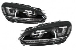 Μπροστινά φανάρια για VW Golf 6 VI (2008-2013) Golf 7 3D LED DRL U-Design LED Flowing Turning Light Chrome