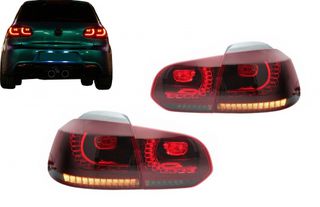 Πίσω φώτα Full LED κατάλληλα για VW Golf 6 VI (2008-2013) R20 Design Κόκκινο Φως Φλας με Στατικό Φλας