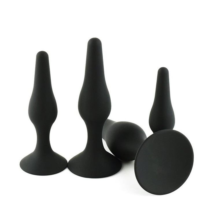 Silicone Anal Plug Set Black 4pcs