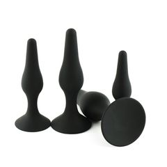 Silicone Anal Plug Set Black 4pcs