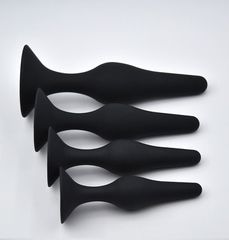 Silicone Anal Plug Set Black 4pcs-thumb-1