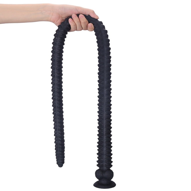 Long Black Silicone Anal Plug 100cm