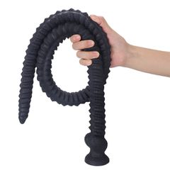 Long Black Silicone Anal Plug 100cm-thumb-1