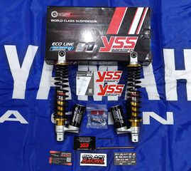 Αμορτισέρ Πίσω Σετ YSS 34cm Για Aprilia/Yamaha Leonardo/Majesty/X-Max 125-150-180-250-300cc Αζώτου-Λαδιού Ρυθμιζόμενα Καινούργια Γνησιά