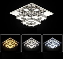 LED Κρυστάλλινο φωτιστικό οροφής 38×38×14,5 cm, τετράγωνο