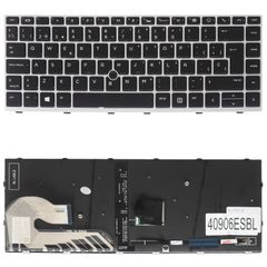 Teclado Español para Portátil - Spanish Laptop Keyboard για HP EliteBook 745 G5 - Product number : 2MG24AV L14378-B31 L14378-001 ES Backlight Pointer Black with Silver Frame ( Κωδ.40906ESBL )