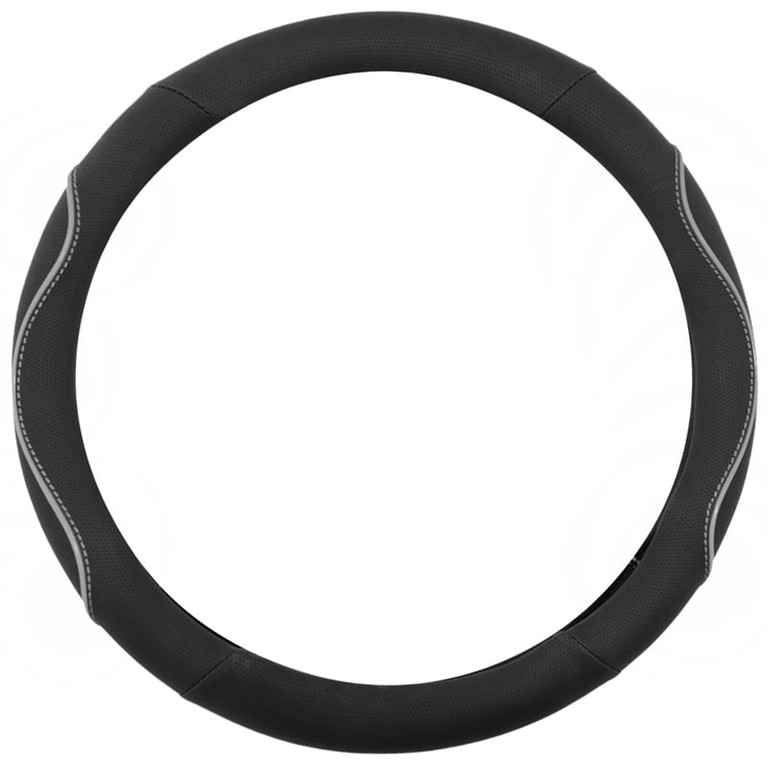 Κάλυμμα Τιμονιού WAVY 38 cm - ΜΑΥΡΟ/ΓΚΡΙ