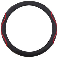 Κάλυμμα Τιμονιού WAVY 38 cm - ΜΑΥΡΟ/ΚΟΚΚΙΝΟ