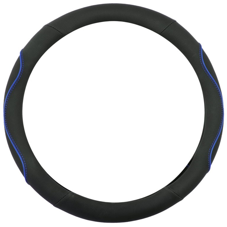 Κάλυμμα Τιμονιού WAVY 38 cm - ΜΑΥΡΟ/ΜΠΛΕ