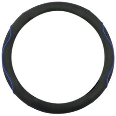 Κάλυμμα Τιμονιού WAVY 38 cm - ΜΑΥΡΟ/ΜΠΛΕ