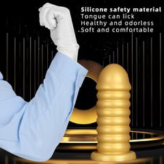 Silicone Anal Plug Dildo Gold-thumb-7