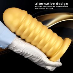 Silicone Anal Plug Dildo Gold-thumb-3