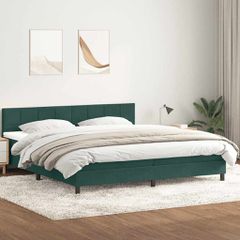 Box Spring κρεβάτι με στρώμα σκούρο πράσινο 180x220cm Βελούδινο 3316272