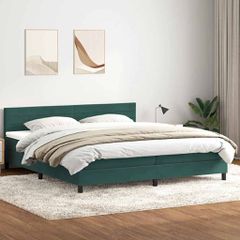 Box Spring κρεβάτι με στρώμα σκούρο πράσινο 180x220cm Βελούδινο 3316368