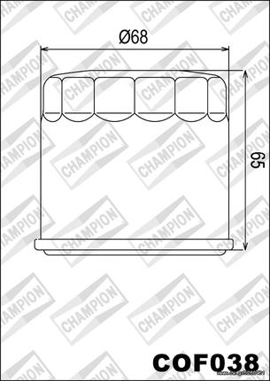 ΛΥΡΗΣ CHAMPION ΦΙΛΤΡΟ ΛΑΔΙΟΥ ΓΙΑ APRILIA RSV 1000 RSV4 / TUONO, COF038