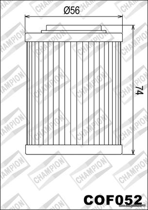 ΛΥΡΗΣ CHAMPION ΦΙΛΤΡΟ ΛΑΔΙΟΥ ΓΙΑ CAN-AM ATV RENEGADE 500 - 800 - 1000 / COMMANDER 800 - 1000, COF052