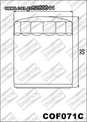 ΛΥΡΗΣ CHAMPION ΦΙΛΤΡΟ ΛΑΔΙΟΥ ΓΙΑ HARLEY DAVIDSON DYNA LOW RIDER 1340 / BREAKOUT 1340, COF071C