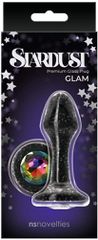 Stardust Glam - Premium Glass Anal Butt Plug Black